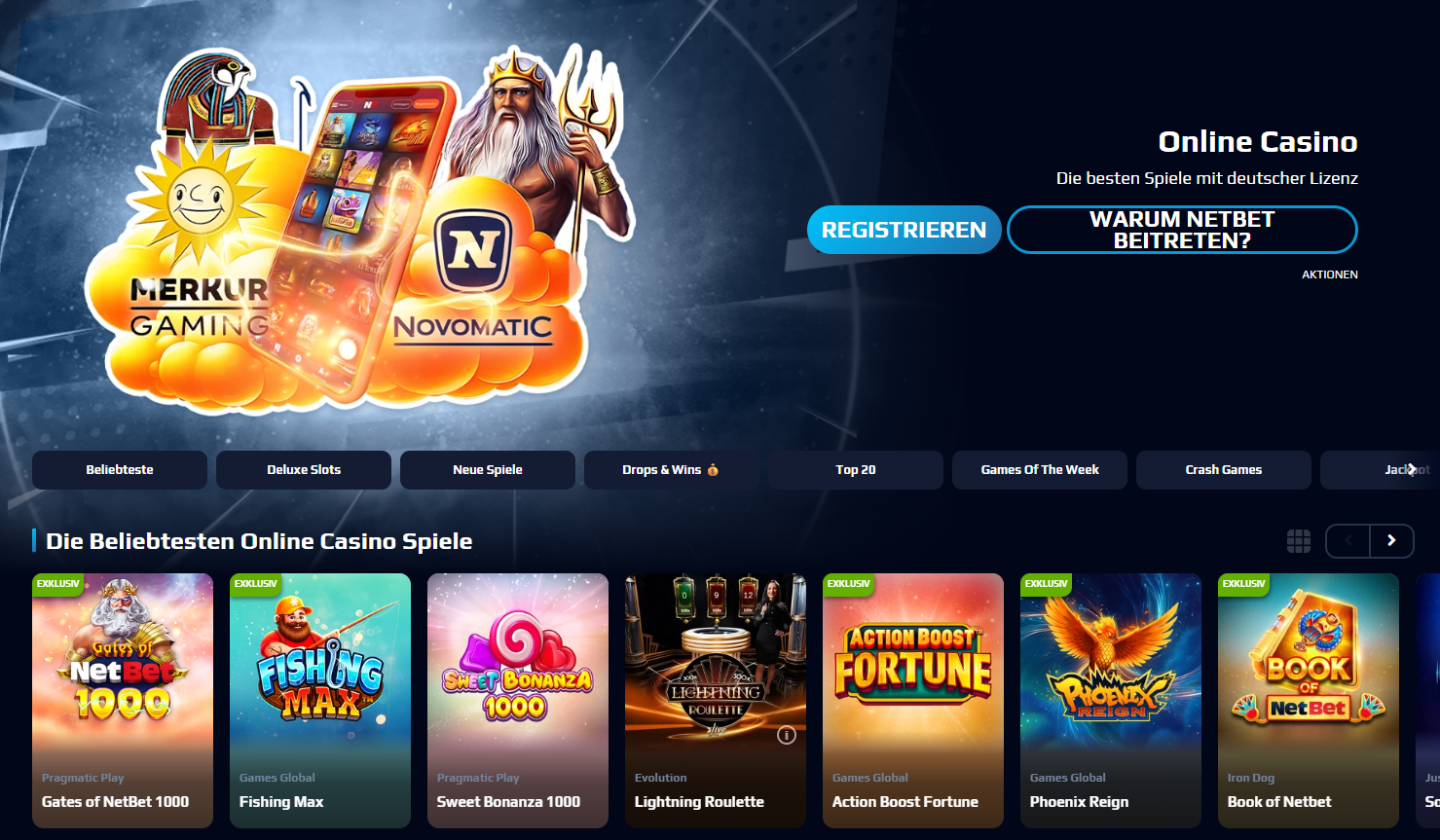 NetBet - Überblick über verfügbare Spiele und Boni